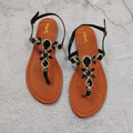 Women's Crystal Rhinestone Flat Sandals with Back Strap Comfort
