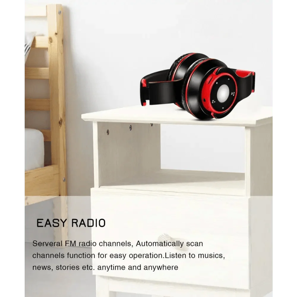 Bluetooth Foldable Headset with FM Radio, TF Card Slot & Mic