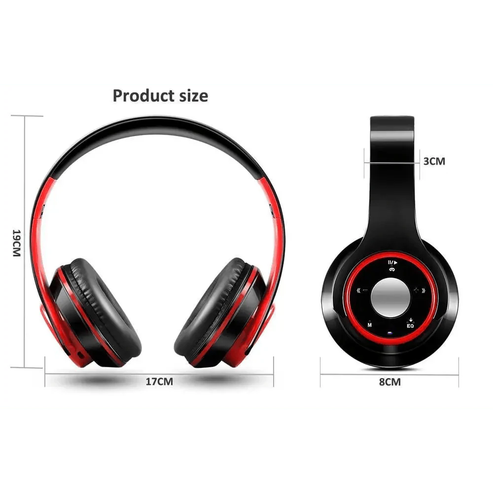 Bluetooth Foldable Headset with FM Radio, TF Card Slot & Mic