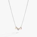 Tri-tone heart slider pendant necklace with clear crystals on an adjustable chain