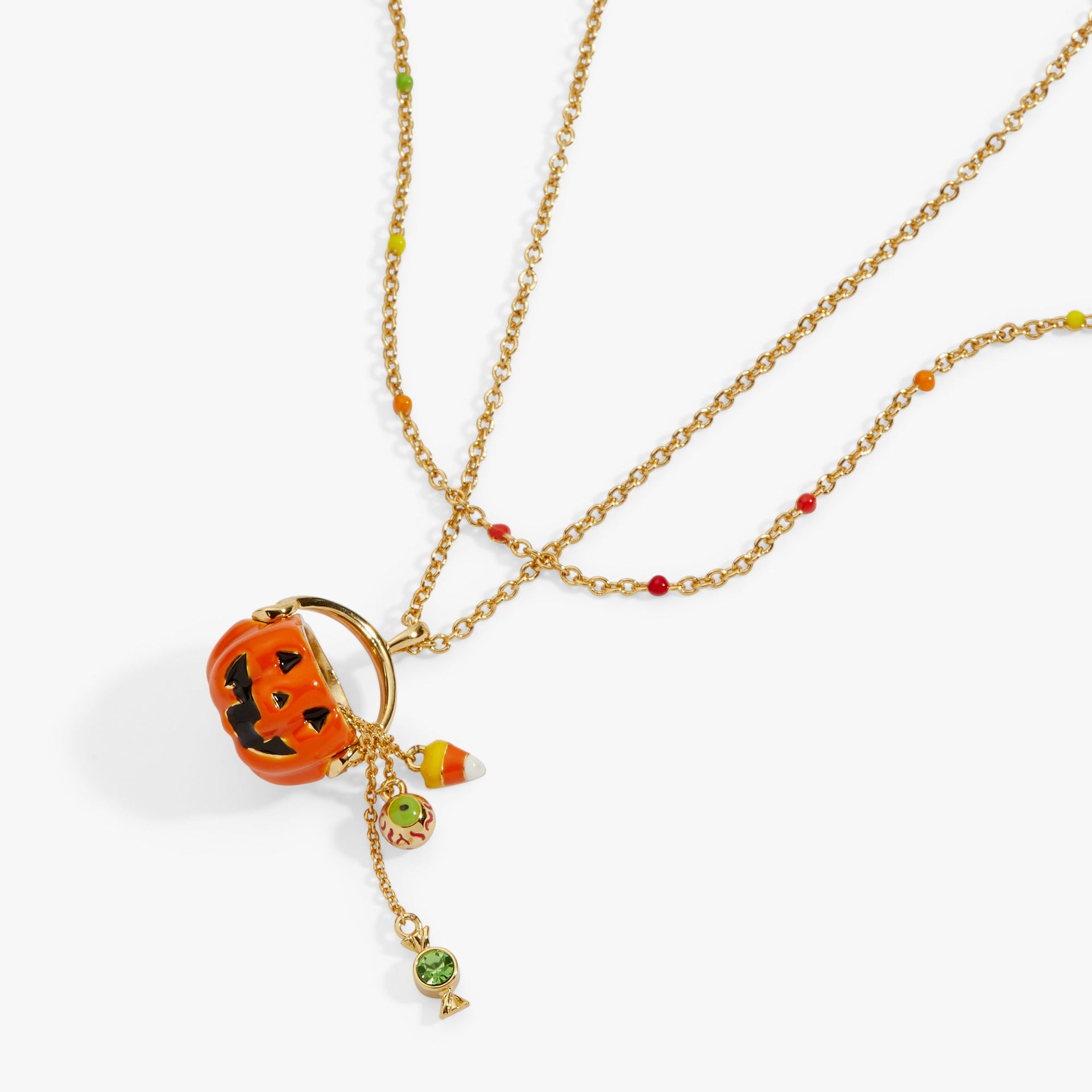 Trick or Treat Layered Gold Necklace with Halloween Charms