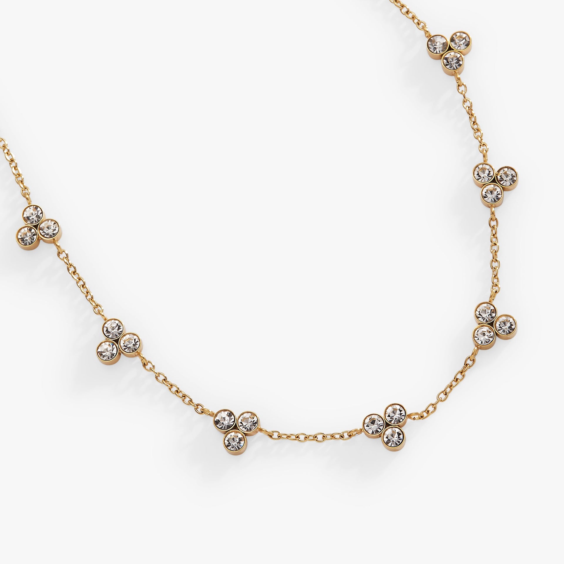 Triple Stone Crystal Inline Necklace Adjustable Minimalist Jewelry