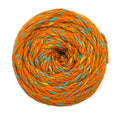 Close up of vibrant, hand-dyed Triple Twist DK Weight Recycled Silk Yarn skeins.