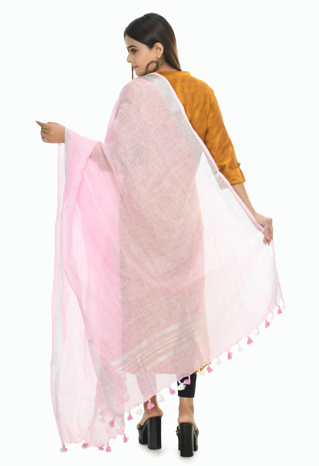 Baby Pink Linen Dupatta for Toddlers and Girls