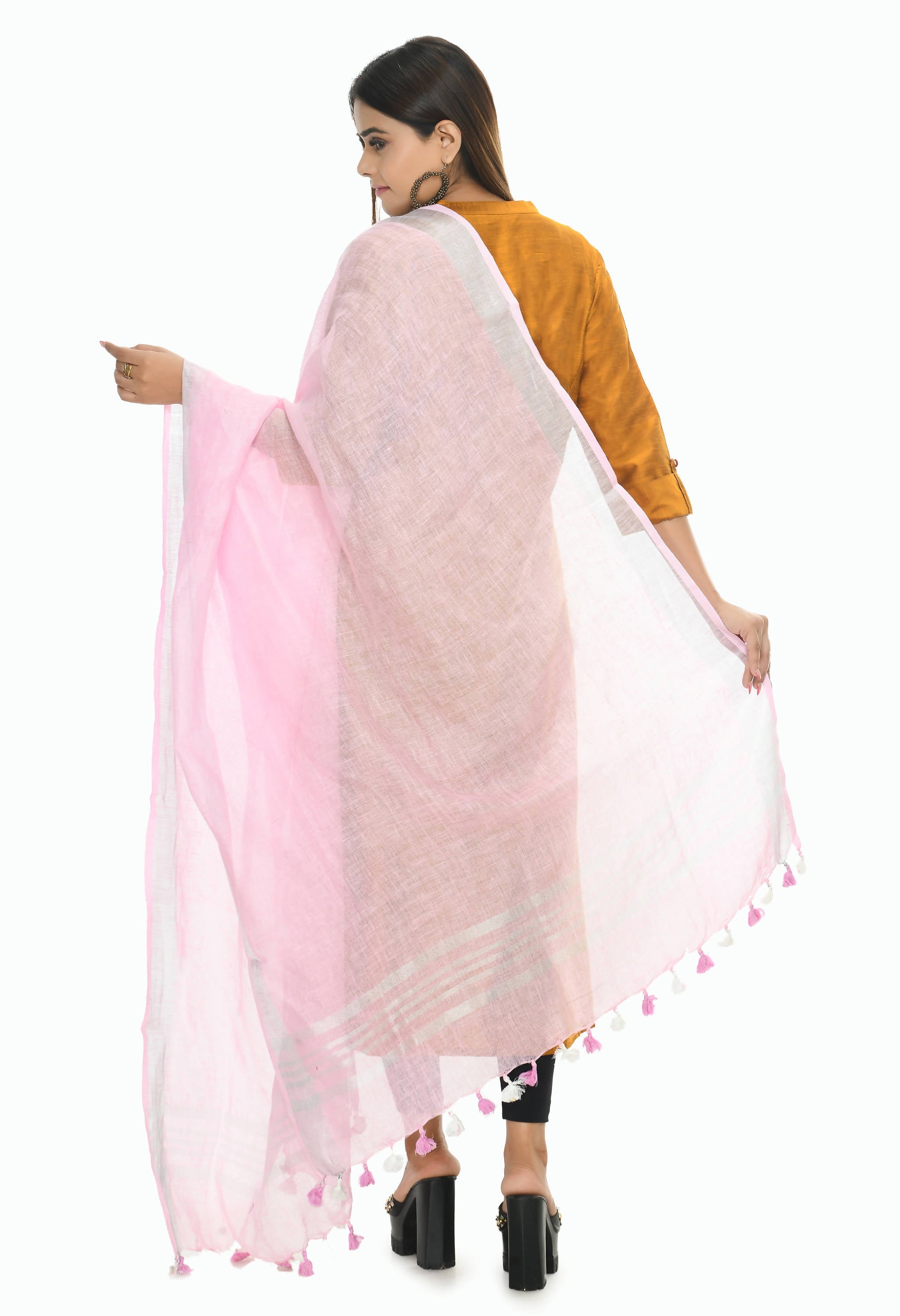 Baby Pink Linen Dupatta for Toddlers and Girls