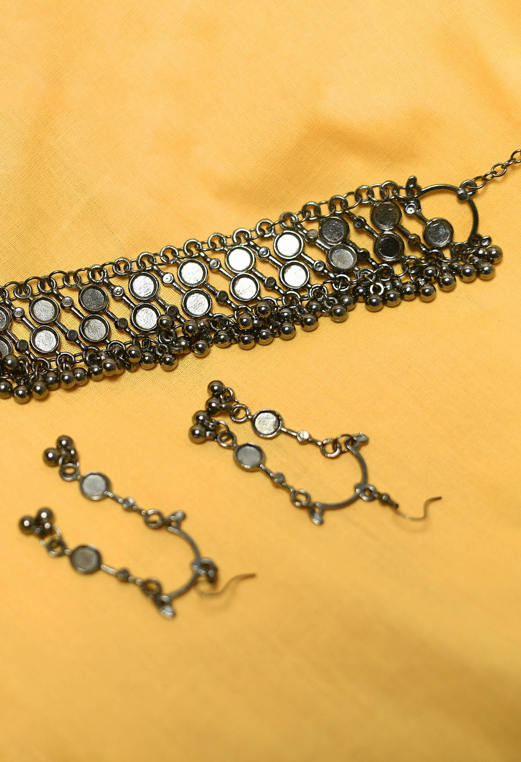 Edgy Black-Plated Brass Statement Choker Necklace