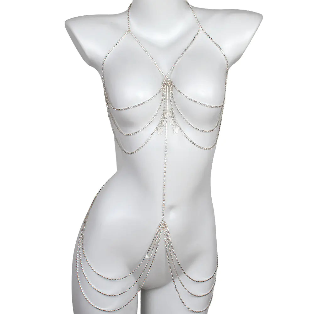 Luxury Rhinestone Geometric Butterfly Body Chain