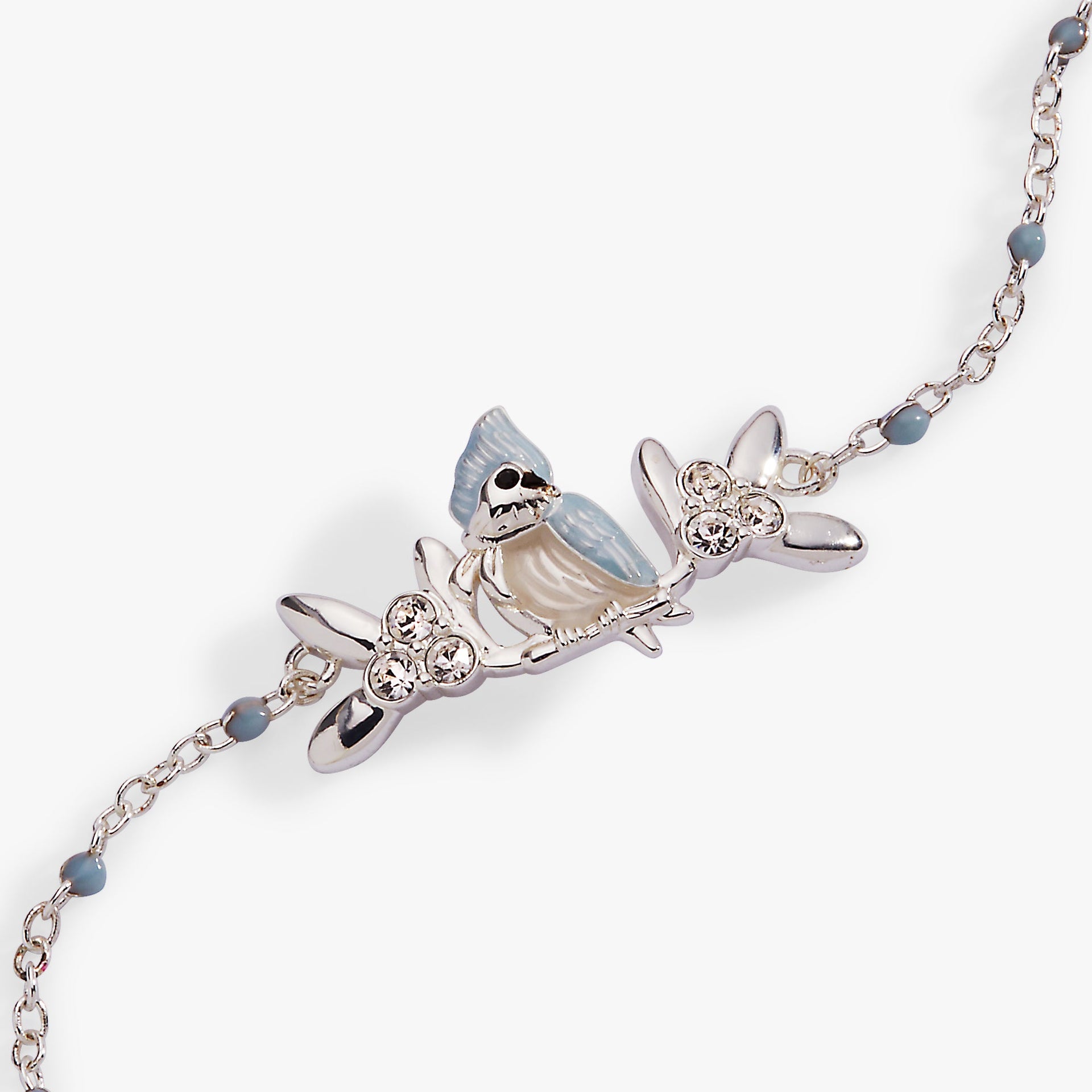 Tufted Titmouse Nature-Inspired Bracelet with Crystals and Enamel