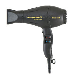 Modern Twin Turbo 3900 Advanced professional hairdryer with bonus diffuser, available in black, white, and green.
