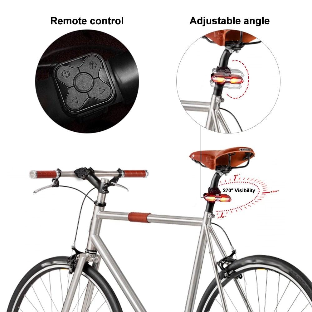 LED Bicycle Taillight with Turn Signals and Remote Control USB