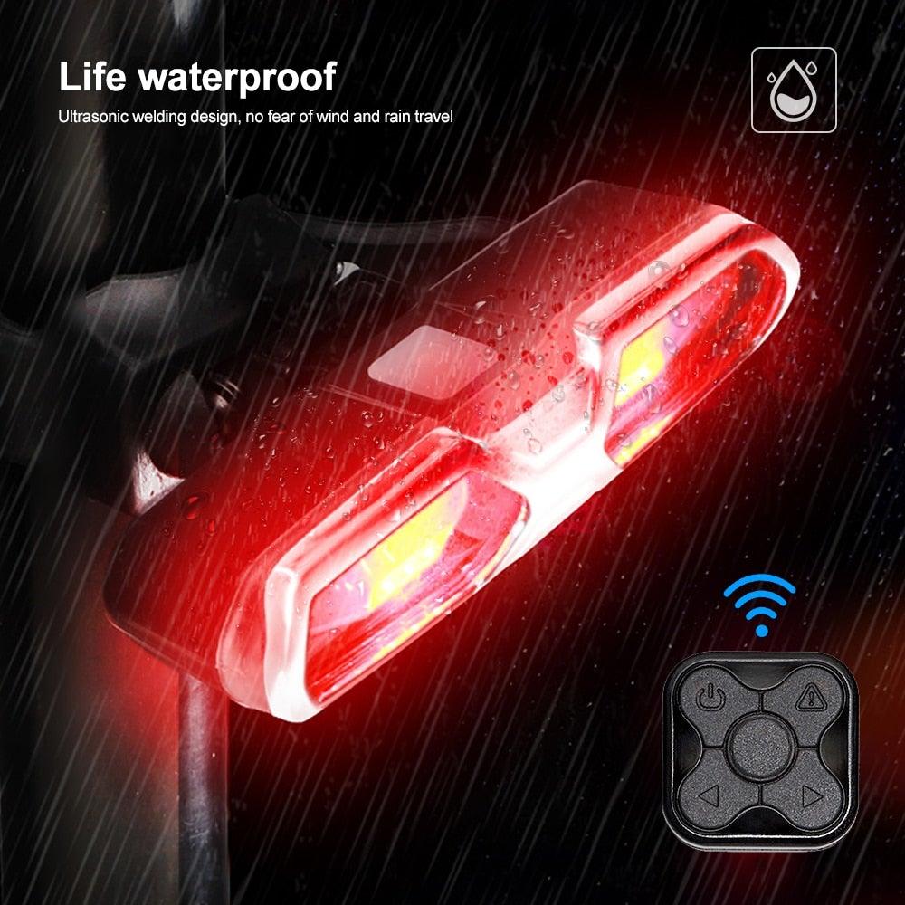 LED Bicycle Taillight with Turn Signals and Remote Control USB
