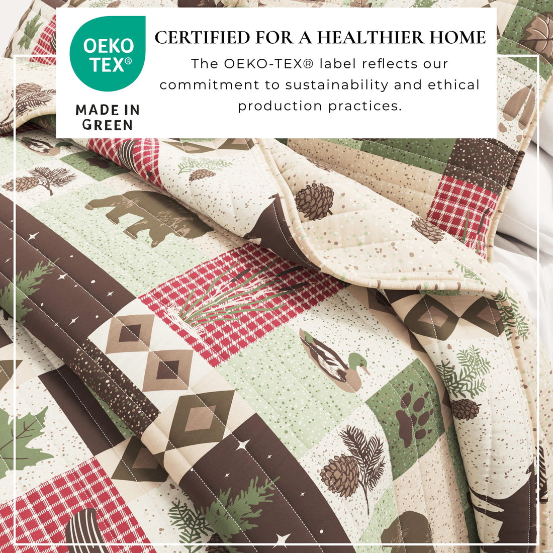 Wilder Collection 3 Piece Lodge Quilt Set Rustic Bedding
