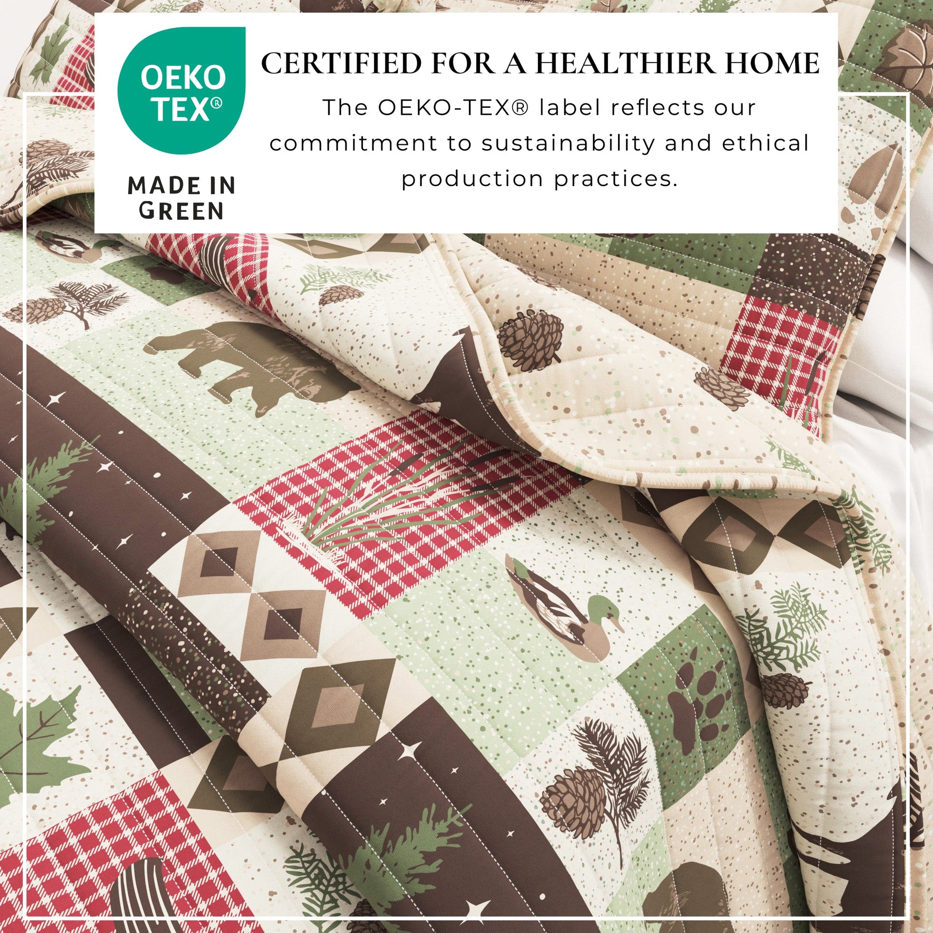 Wilder Collection 3 Piece Lodge Quilt Set Rustic Bedding