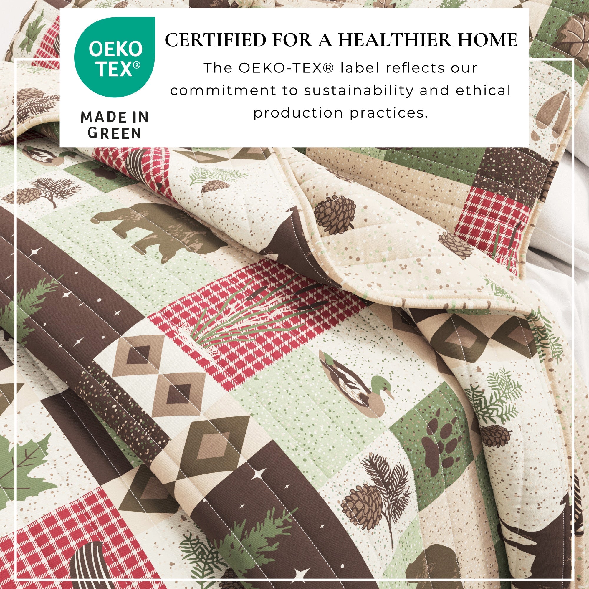 Wilder Collection 3 Piece Lodge Quilt Set Rustic Bedding