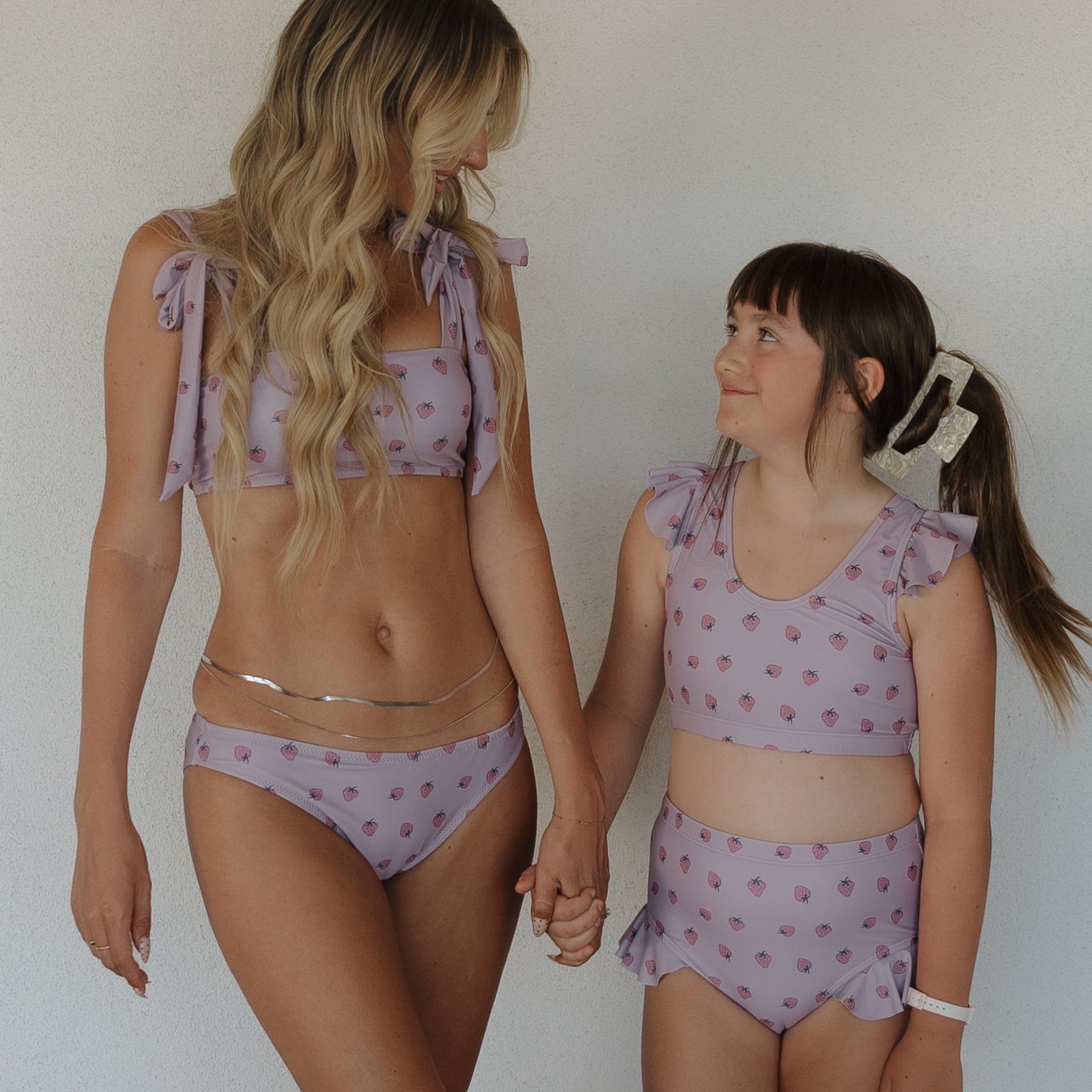 Matilda Two Piece Swimsuit in Dusty Purple Strawberry Print