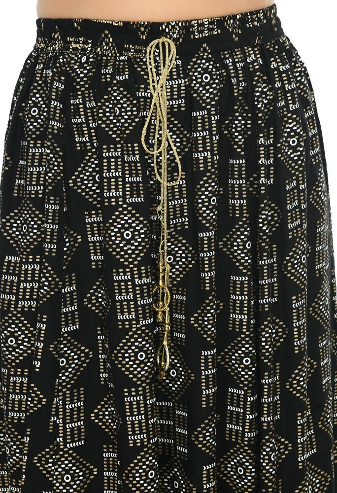 Moeza Black Printed Cotton Lehenga Lancha 40 Inch Length