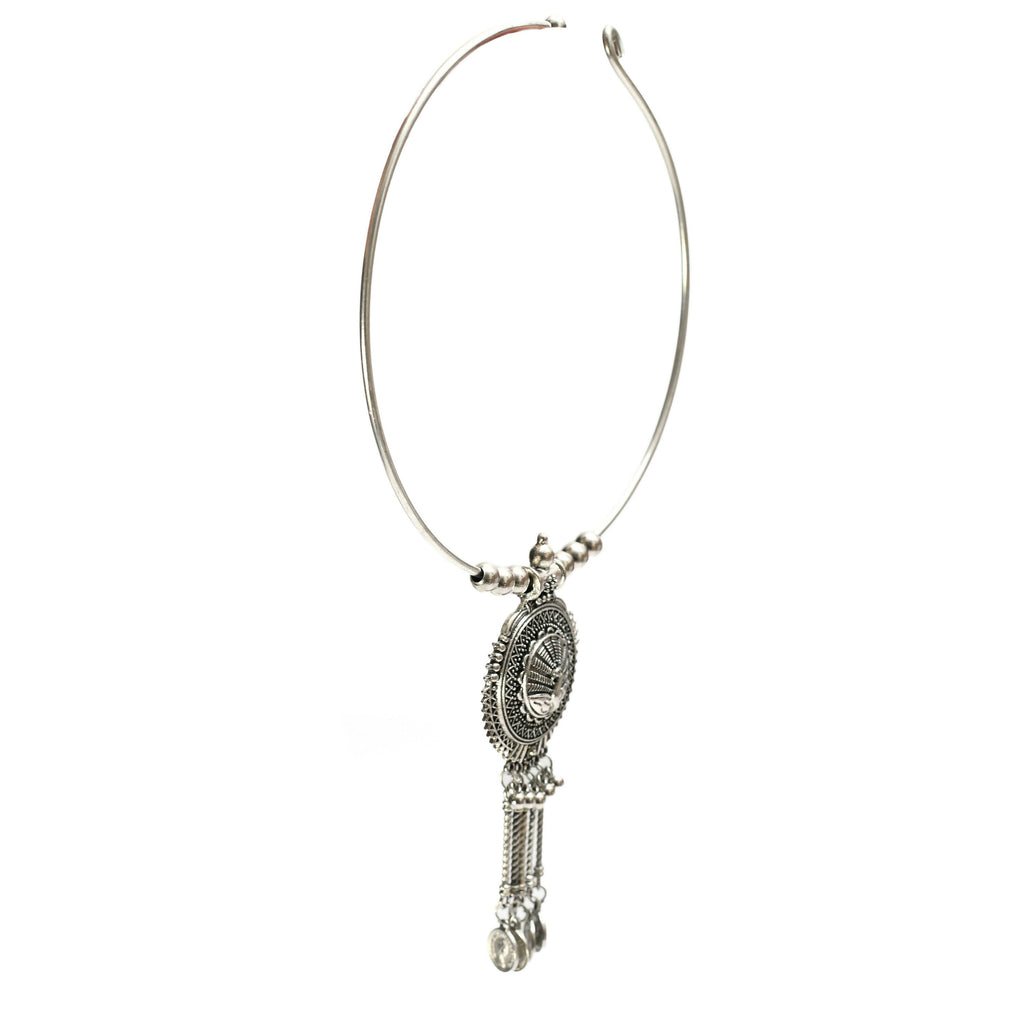 Hasli Design Oxidised Silver-Plated Choker Necklace