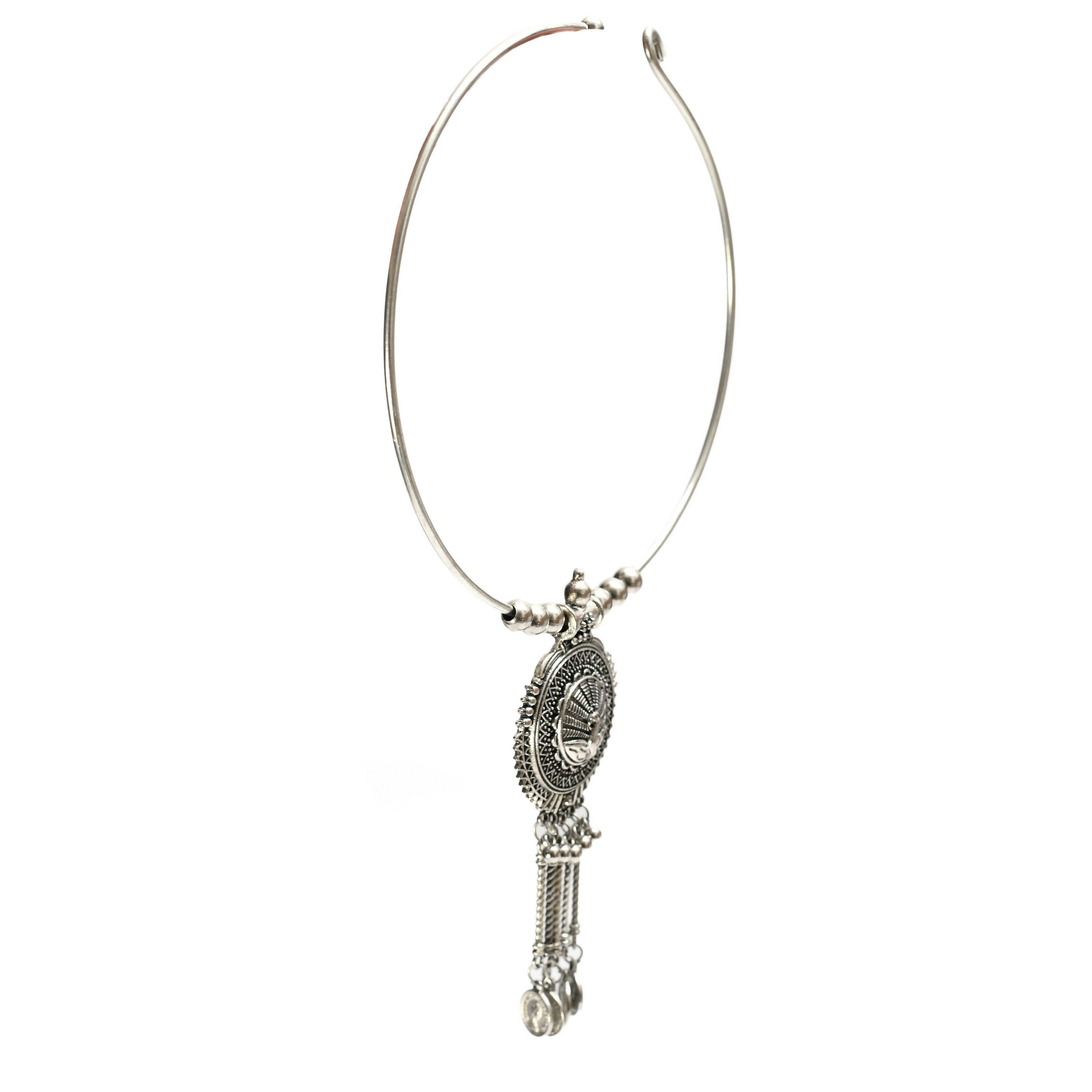 Hasli Design Oxidised Silver-Plated Choker Necklace