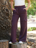 Kienna Triblend Fleece Cargo Pant in a wide-leg fit with functional cargo pockets and elastic waistband.