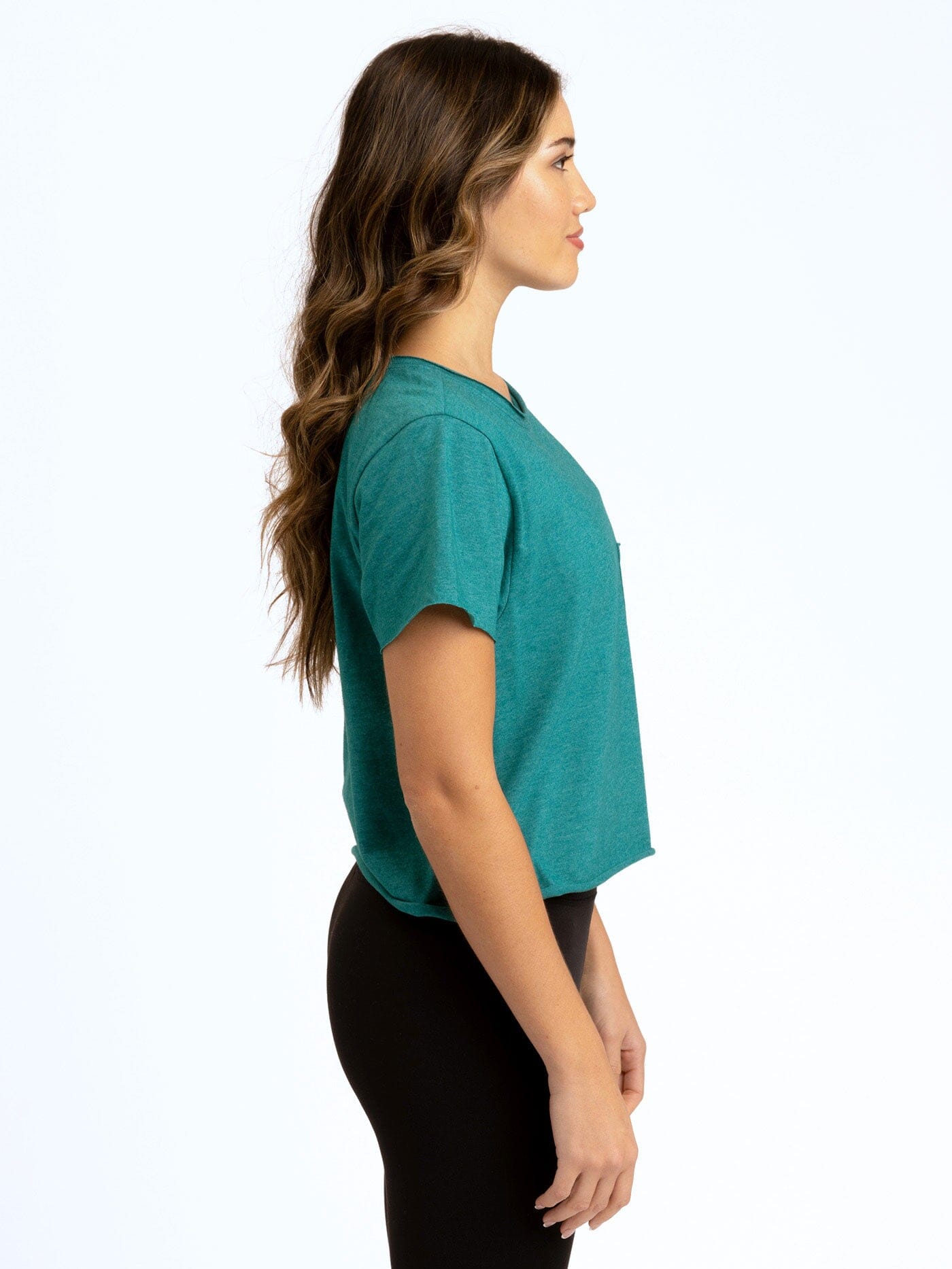 Maggie Organic Cotton Modal Triblend Tee in Teal and Green