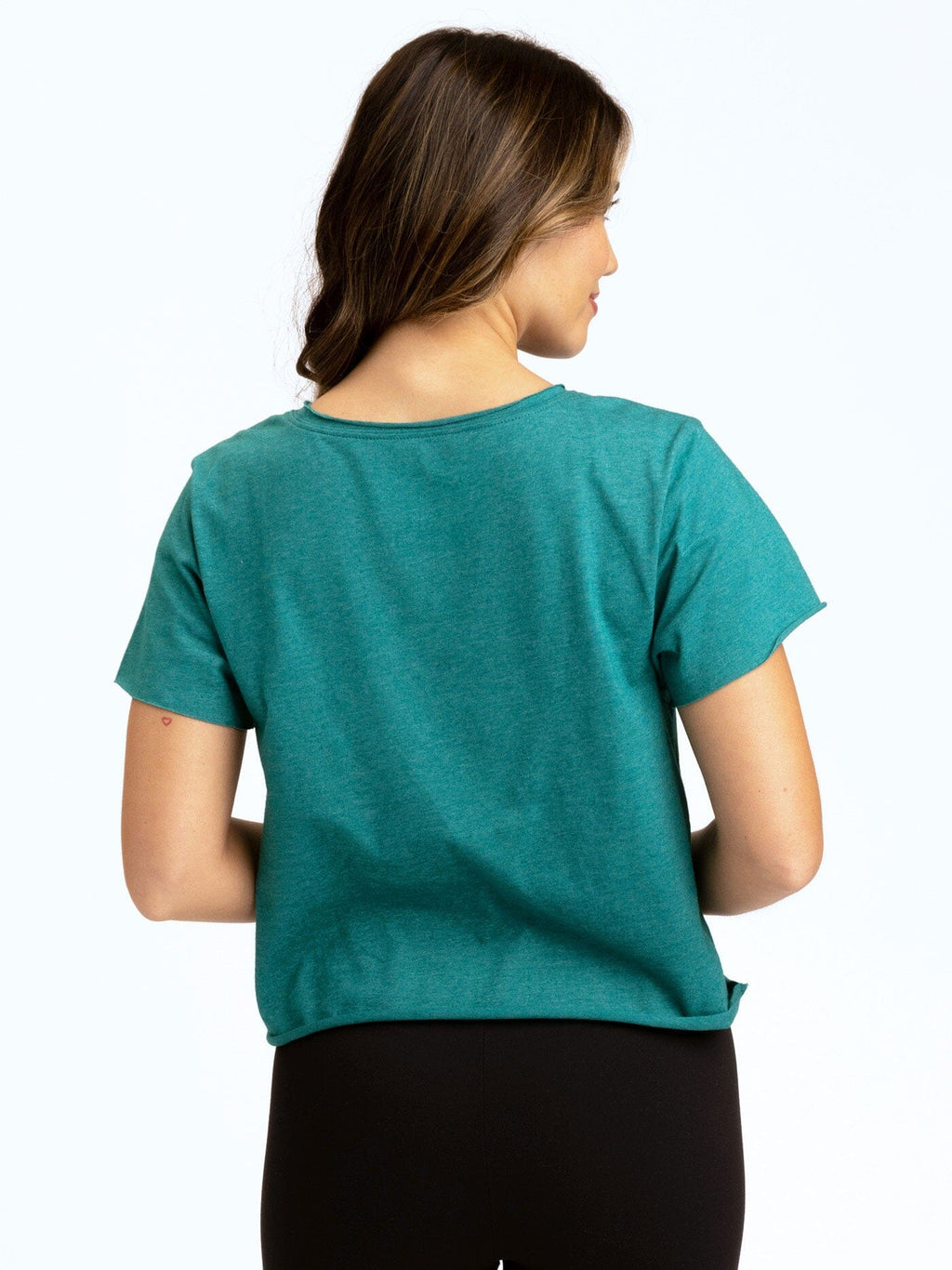 Maggie Organic Cotton Modal Triblend Tee in Teal and Green