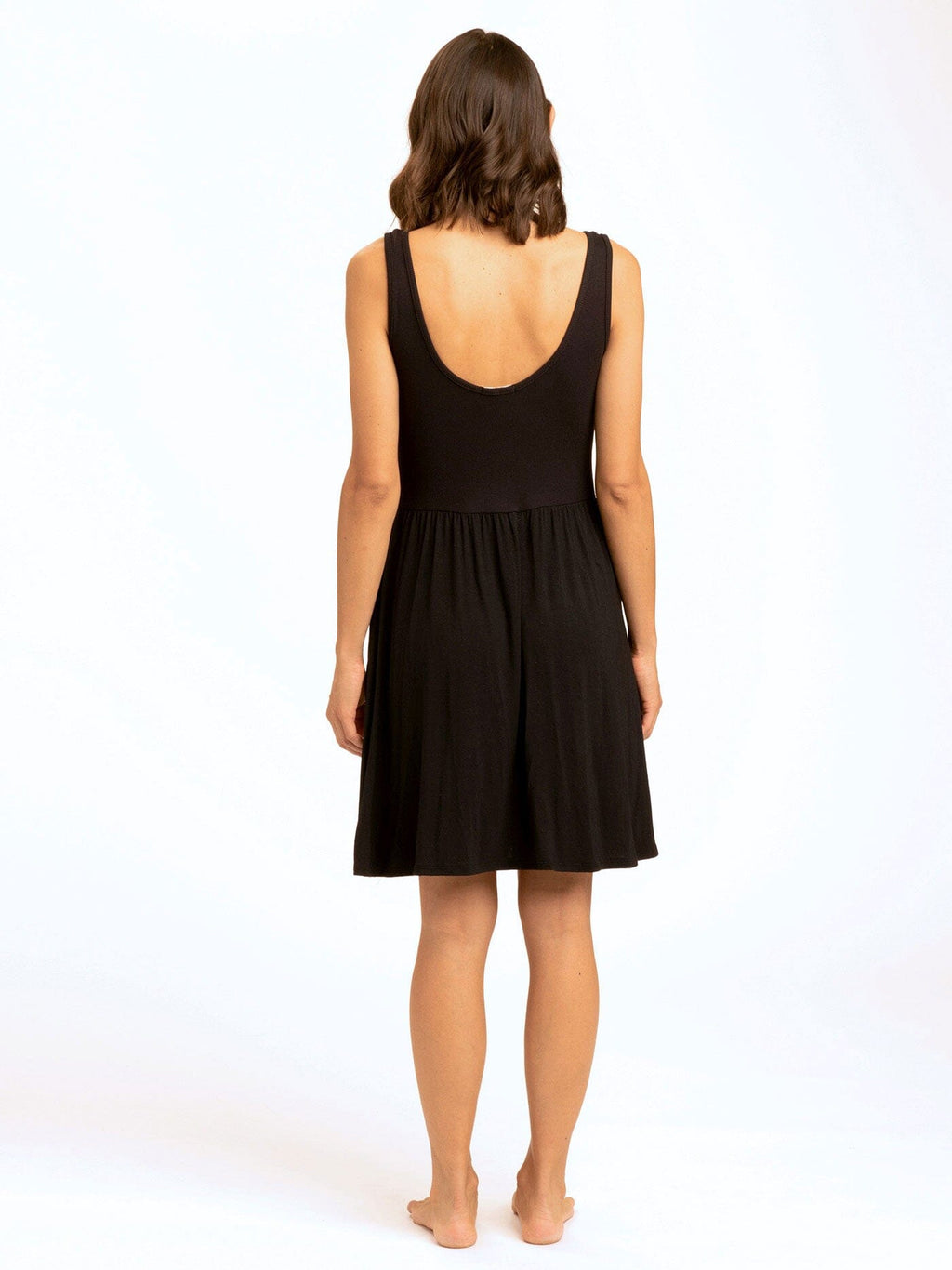 Alivia Scoop Neck Ribbed Jersey Swing Dress with Pockets