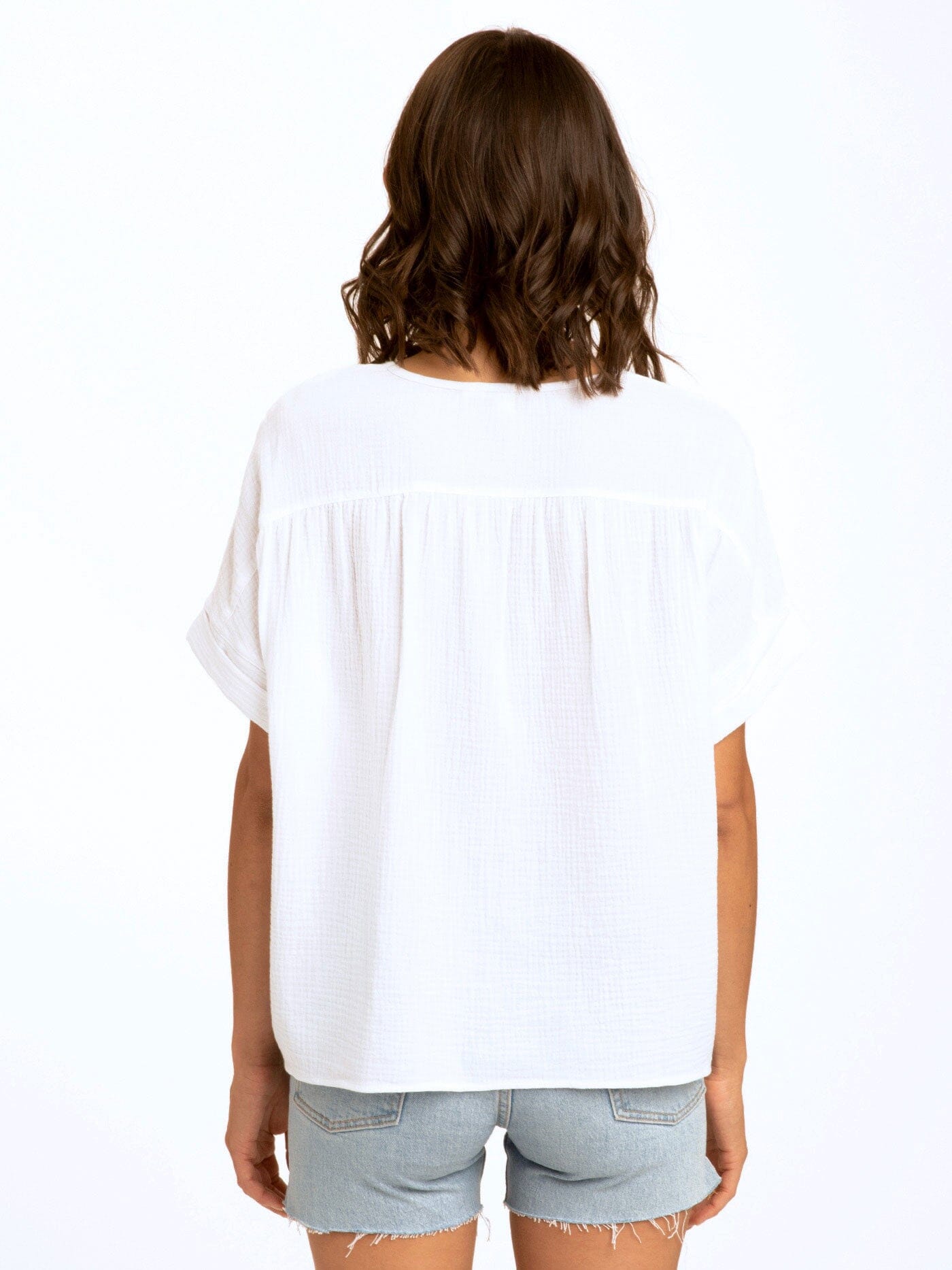 Organic Cotton Gauze V-Neck Top - Flowy Sustainable Women's Blouse