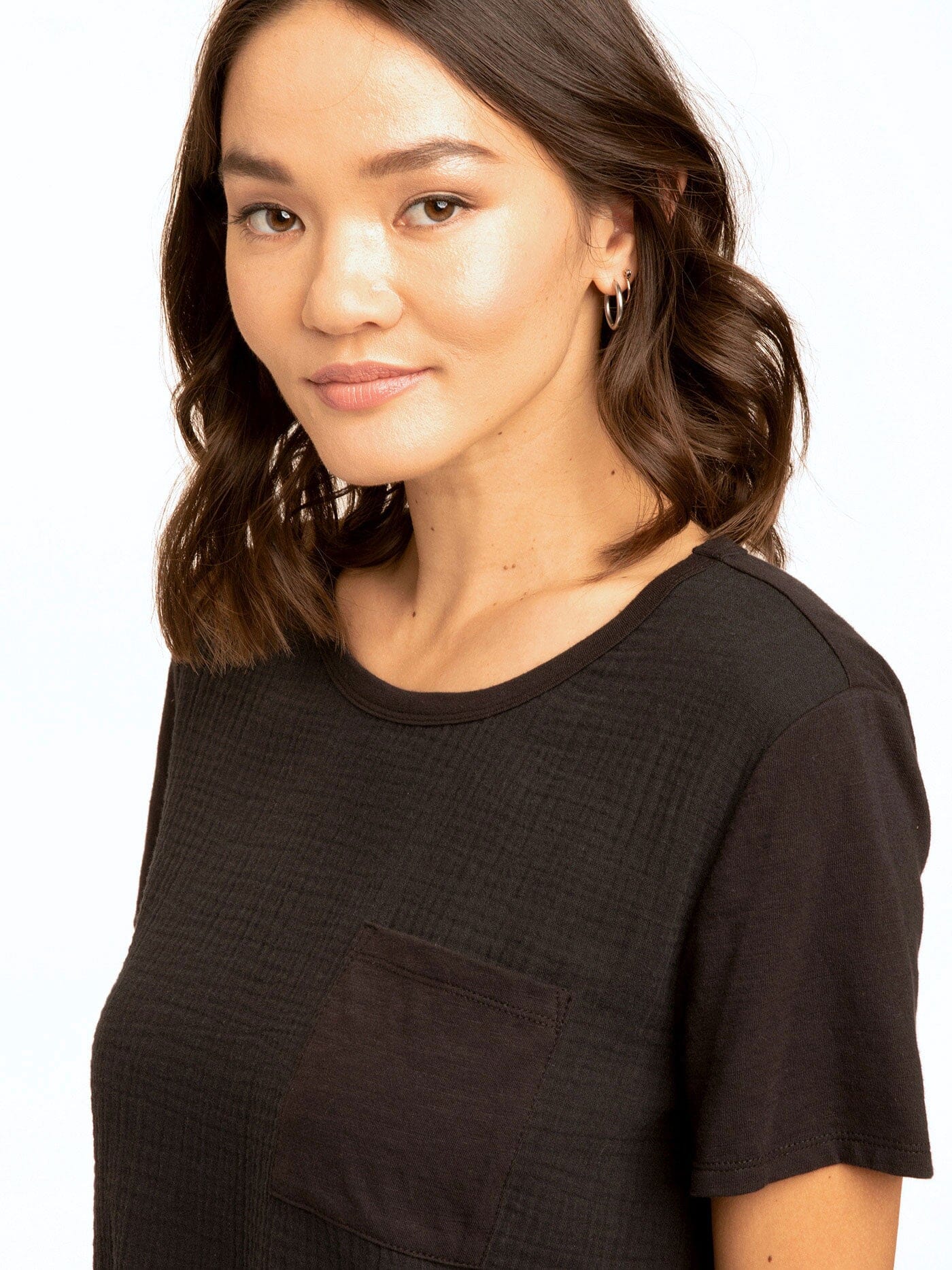 Avelina Gauze Mix Pocket Tee: Organic Cotton Flowy Casual Top