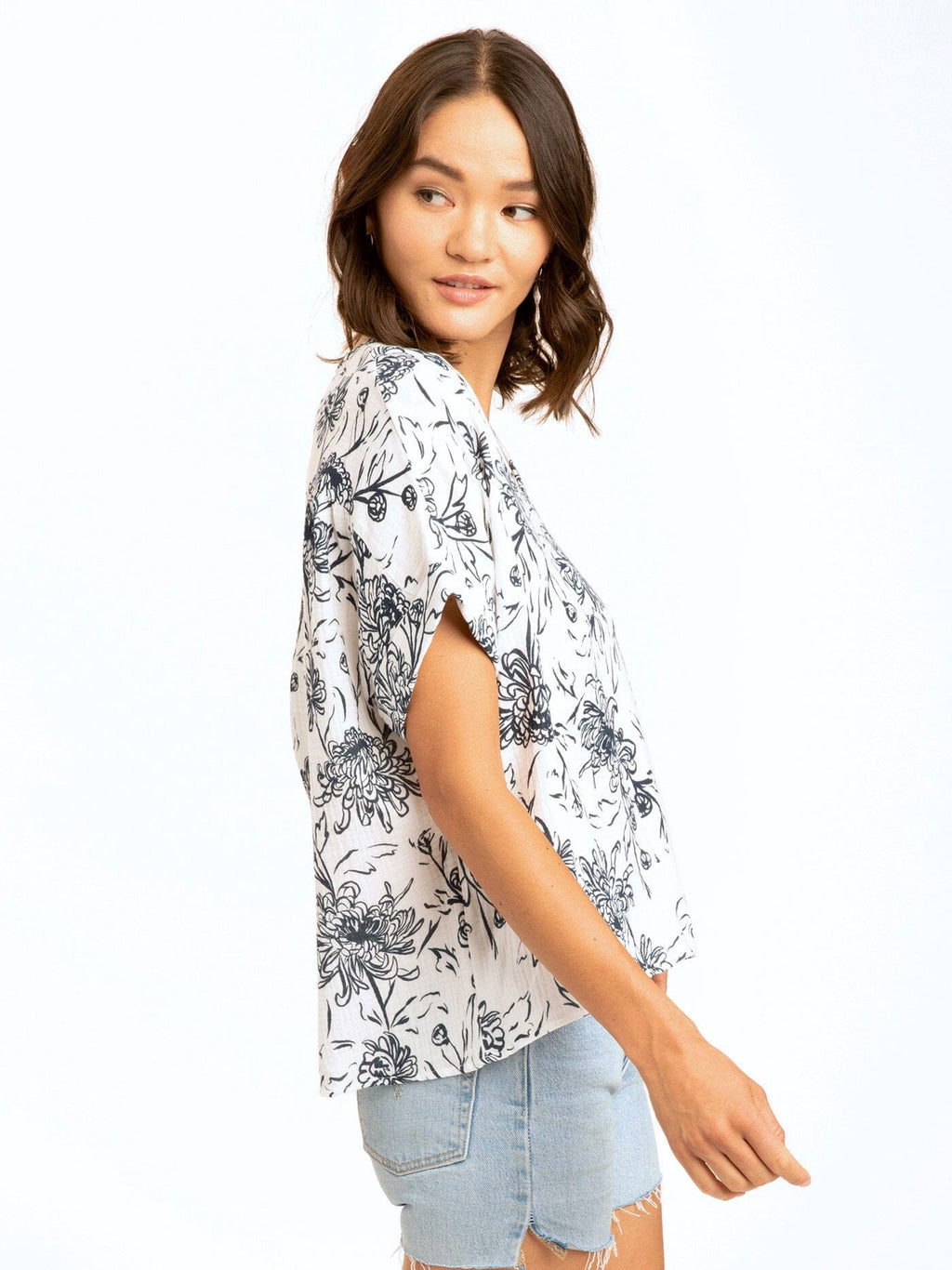 Honora Gauze V-Neck Top