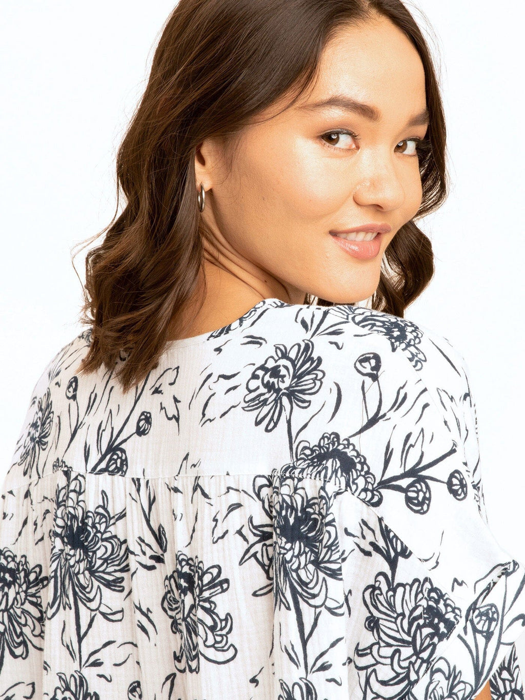 Honora Gauze V-Neck Top