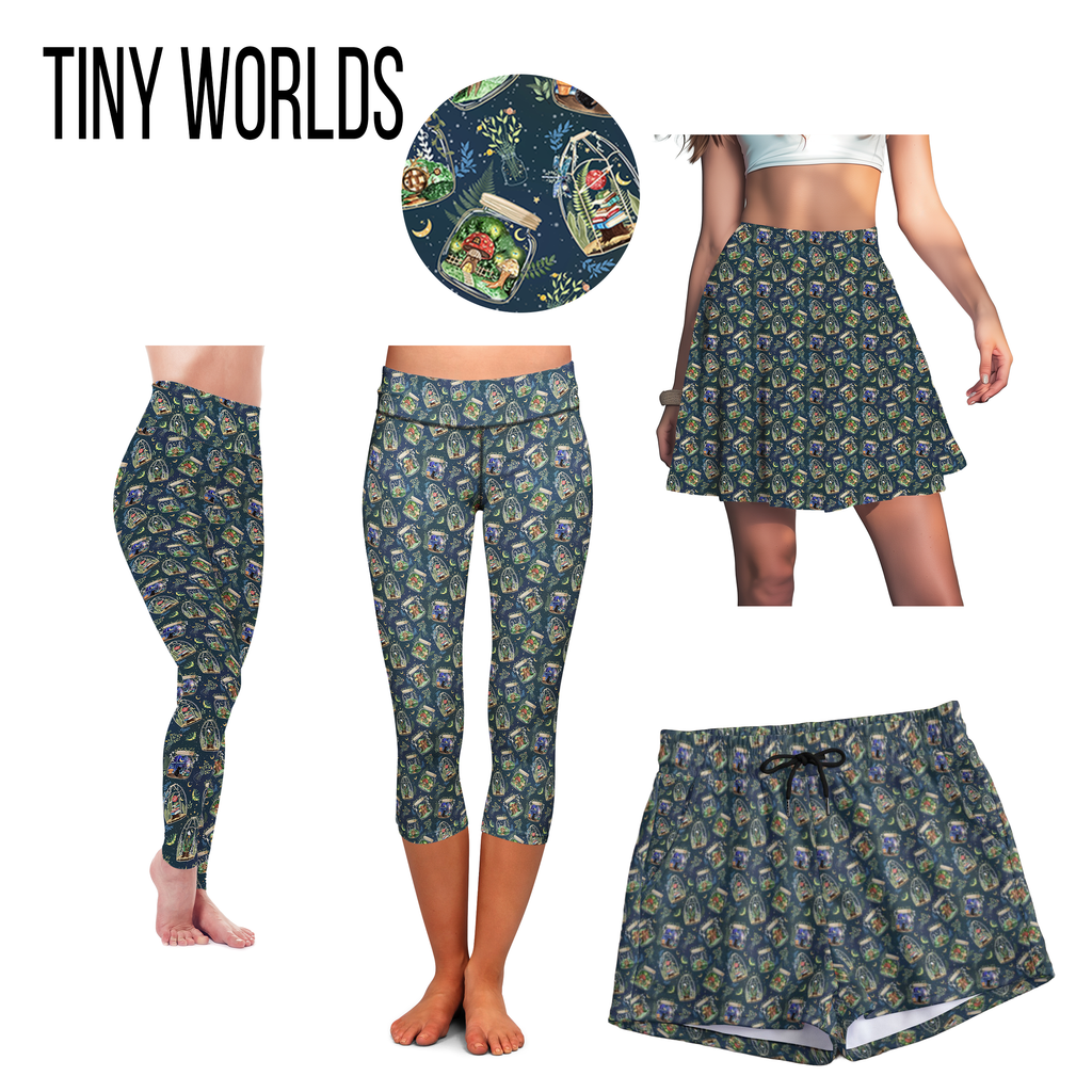Tiny Worlds abstract print leggings in navy-blue with side pockets