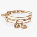 Twin Flame BFF Bangle Set of 2 in gold with crystal-encrusted flame charms
