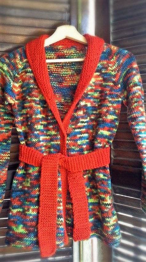 Bohemian Knit Twisted Cardigan - Relaxed Long Sleeve Tie Front