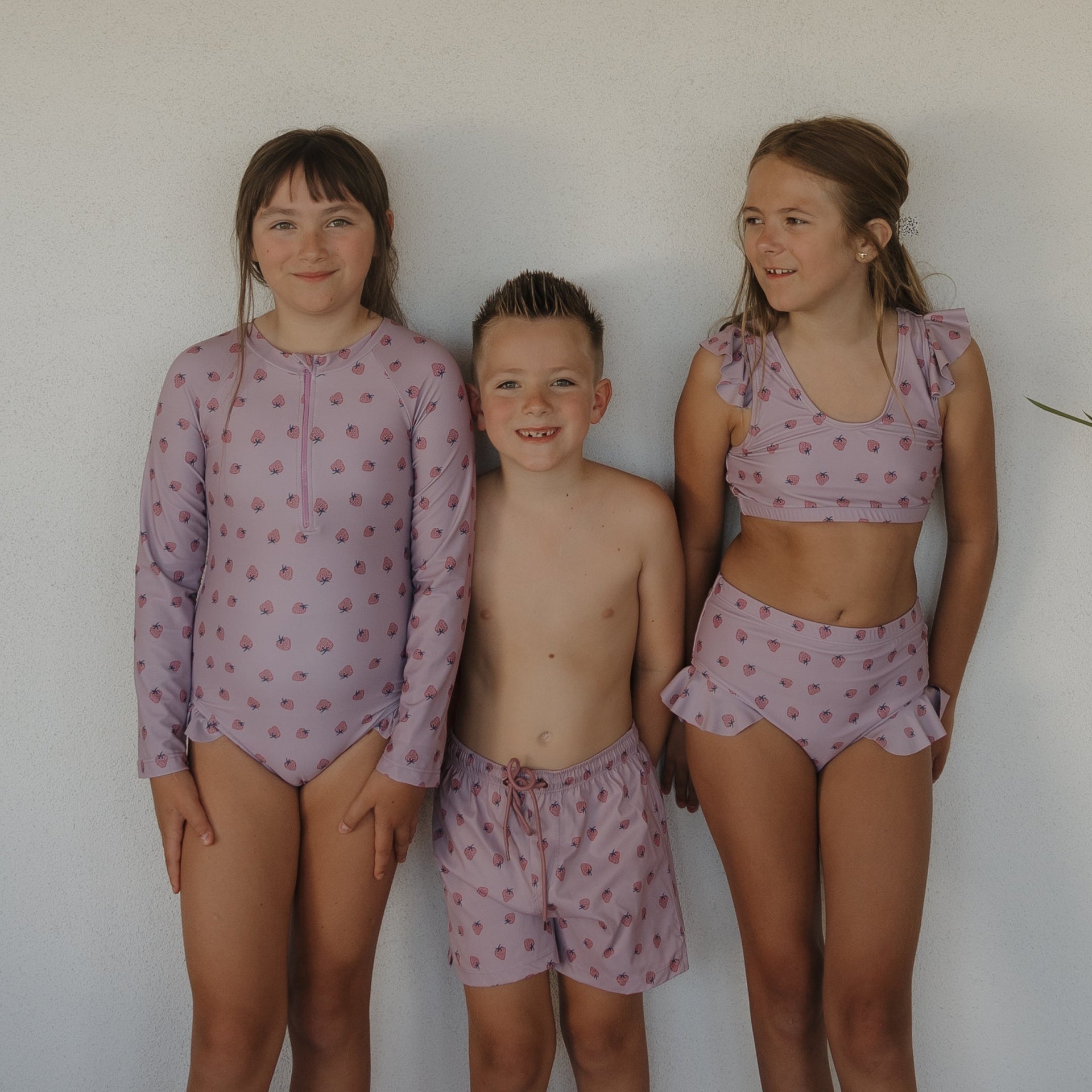 Girls Two Piece Swimsuit in Matilda Pink Strawberry Print