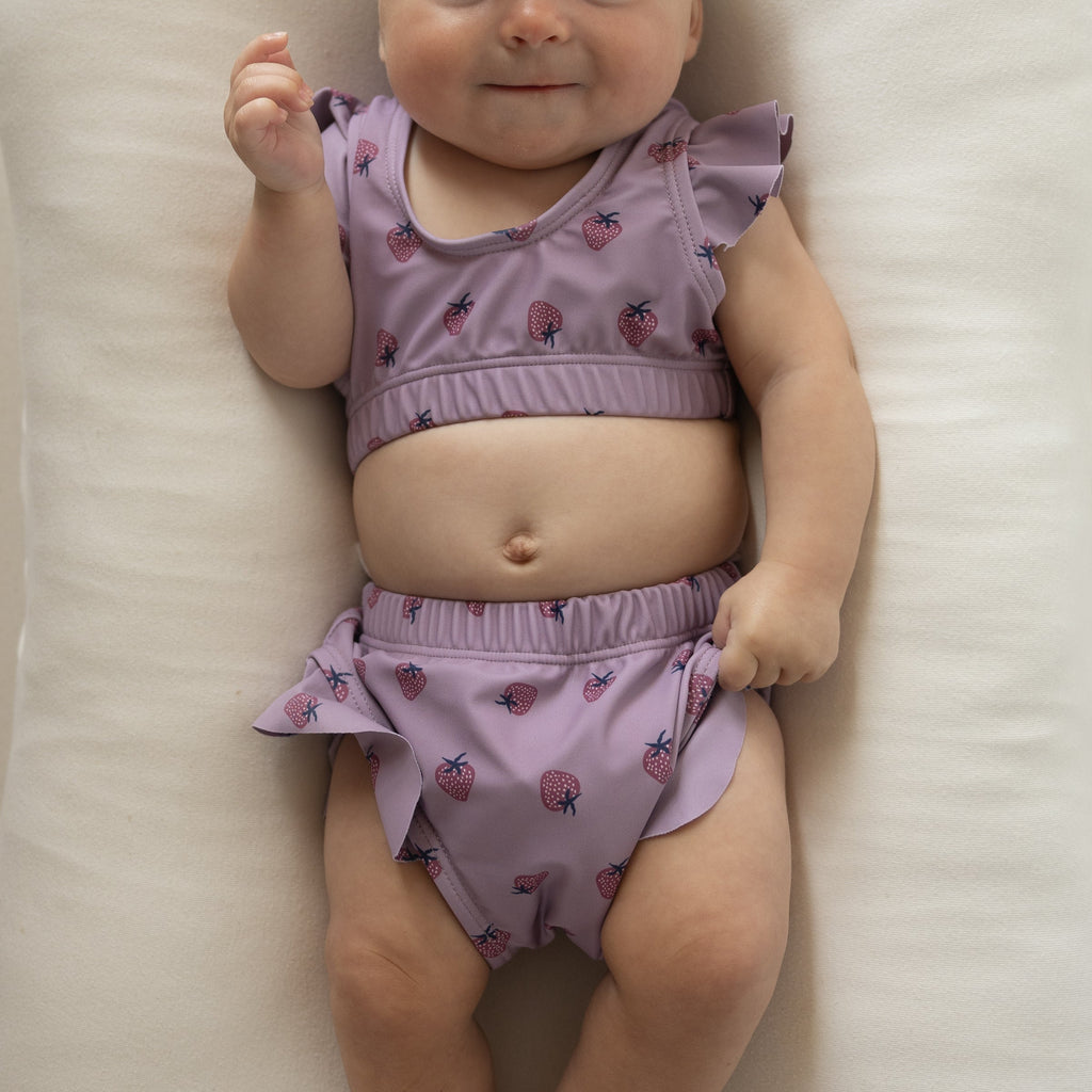 Girls Two Piece Swimsuit in Matilda Pink Strawberry Print