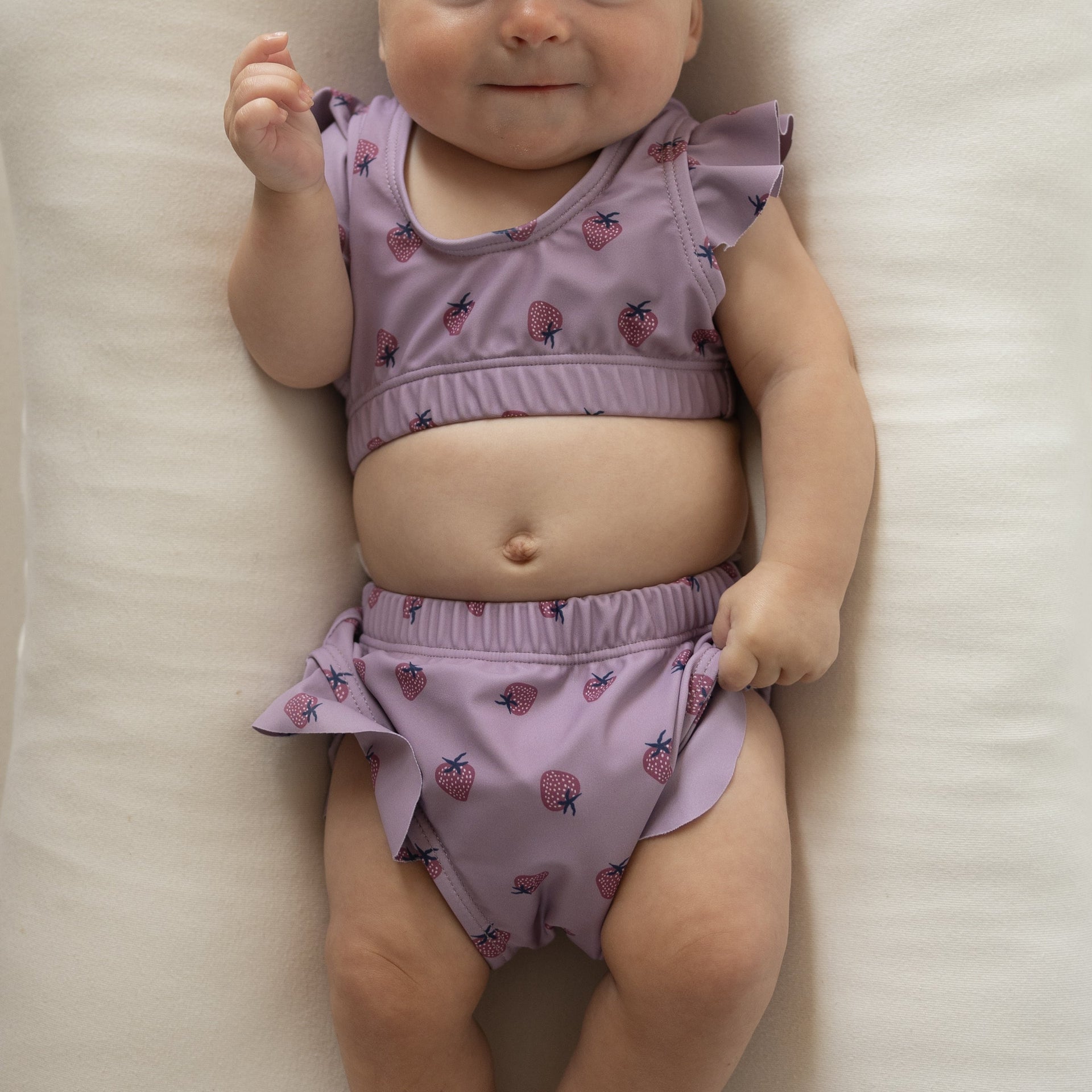 Girls Two Piece Swimsuit in Matilda Pink Strawberry Print