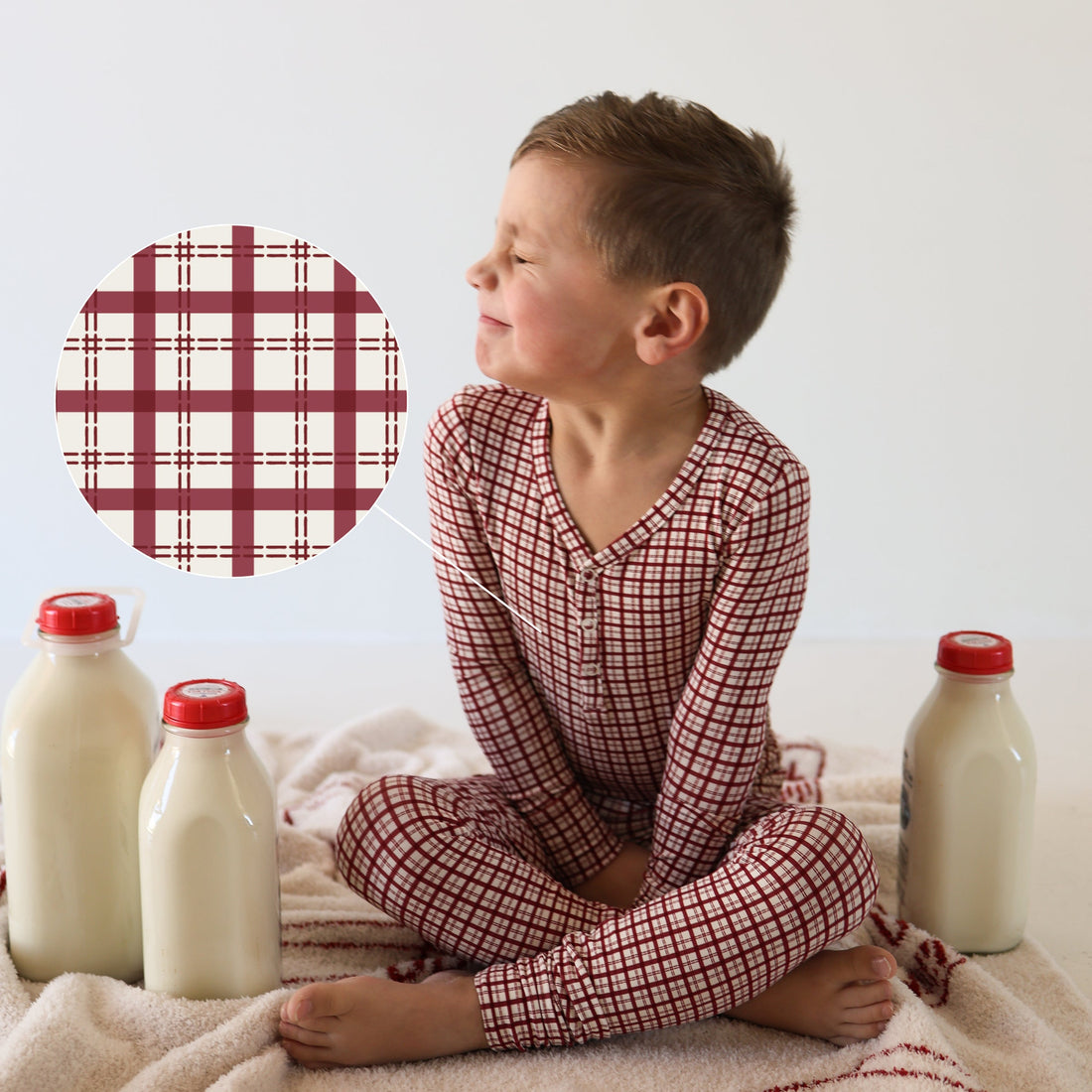 Window Pane Bamboo Two-Piece Pajama Set for Kids - Image 2
