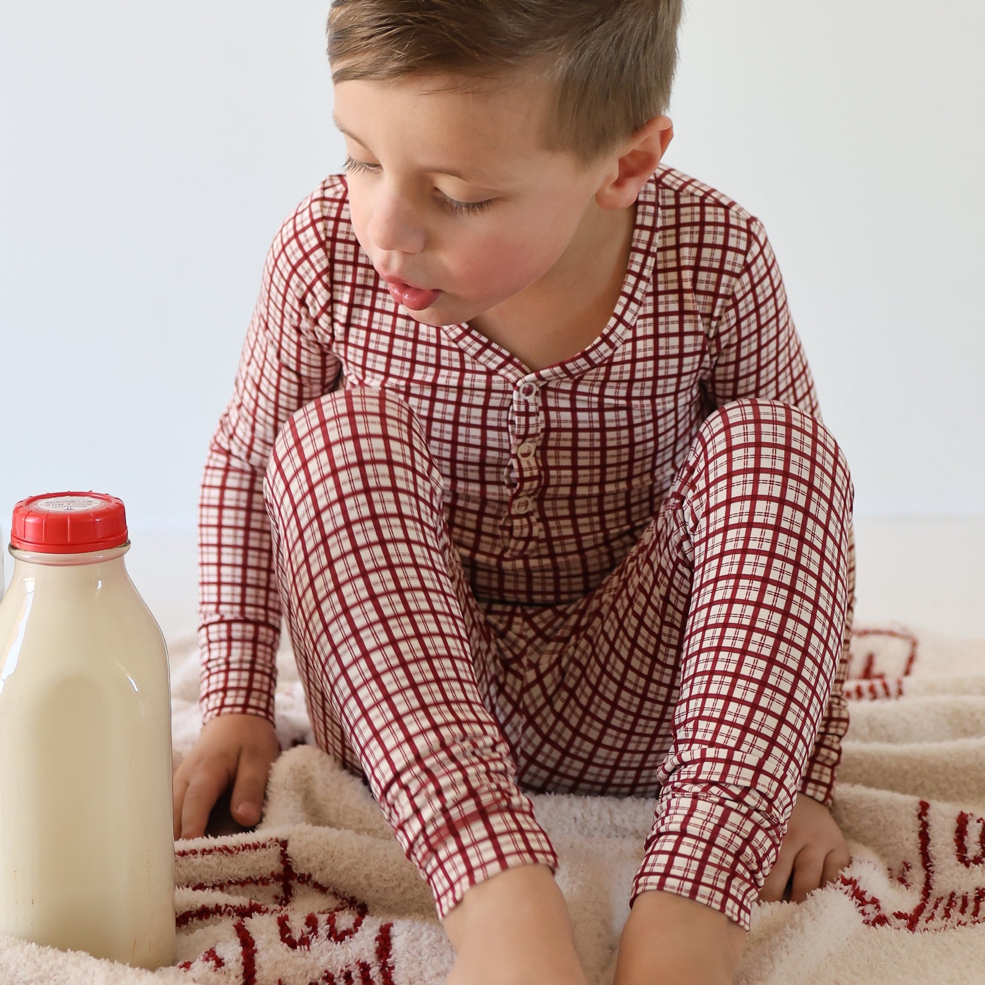 Window Pane Bamboo Two-Piece Pajama Set for Kids - Image 3