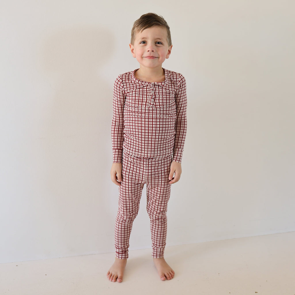 Window Pane Bamboo Two-Piece Pajama Set for Kids - Image 4