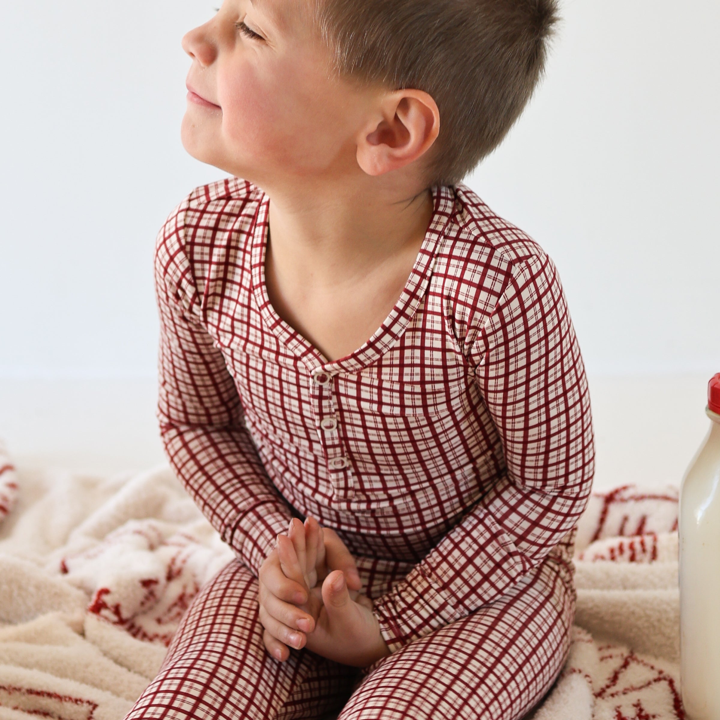 Window Pane Bamboo Two-Piece Pajama Set for Kids - Image 5
