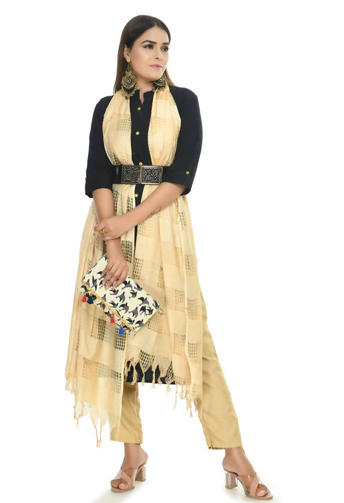 Golden Window Dupatta in Cotton with Geometric Pattern