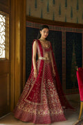 Maroon Taffeta Satin Silk lehenga choli with intricate gold zari and sequins embroidery