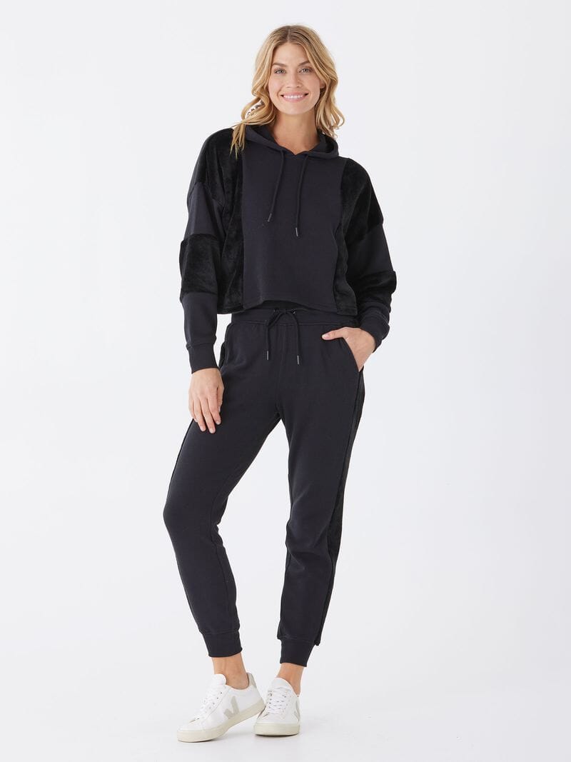 Women's Fleece Sherpa Pullover Hoodie in Black