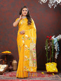 Gold Soft Paithani Silk saree with elaborate gold zari and Meenakari weaving