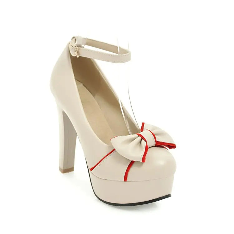 Women's Waterproof Chunky Heels with Ankle Strap