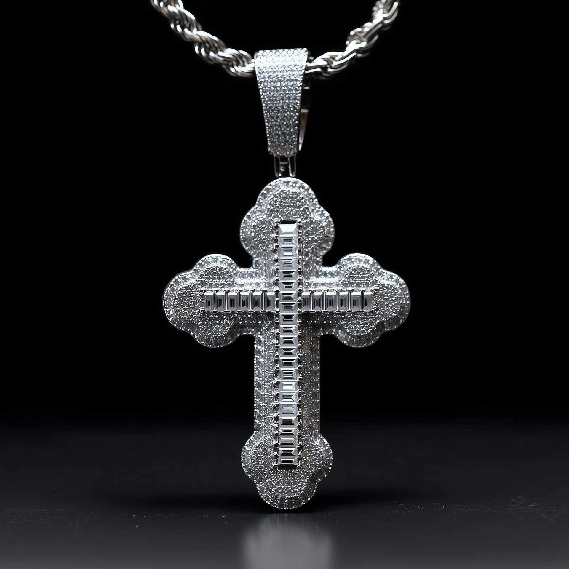 Moissanite Cross Pendant in 925 Sterling Silver