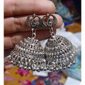 Elegant hanging silver jhumka earrings suitable for girls and women, ideal for festival and party wear.