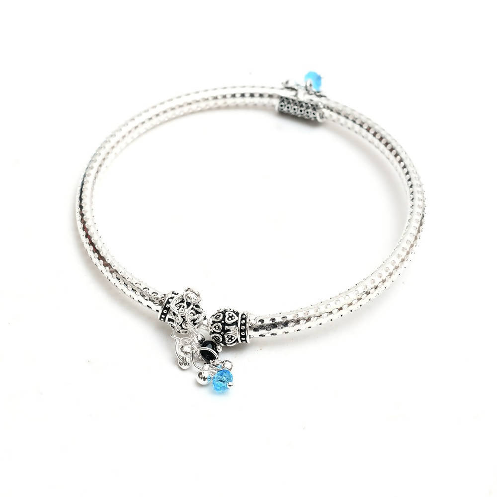 Oxidised Silver Kadiyam Style Traditional Anklets