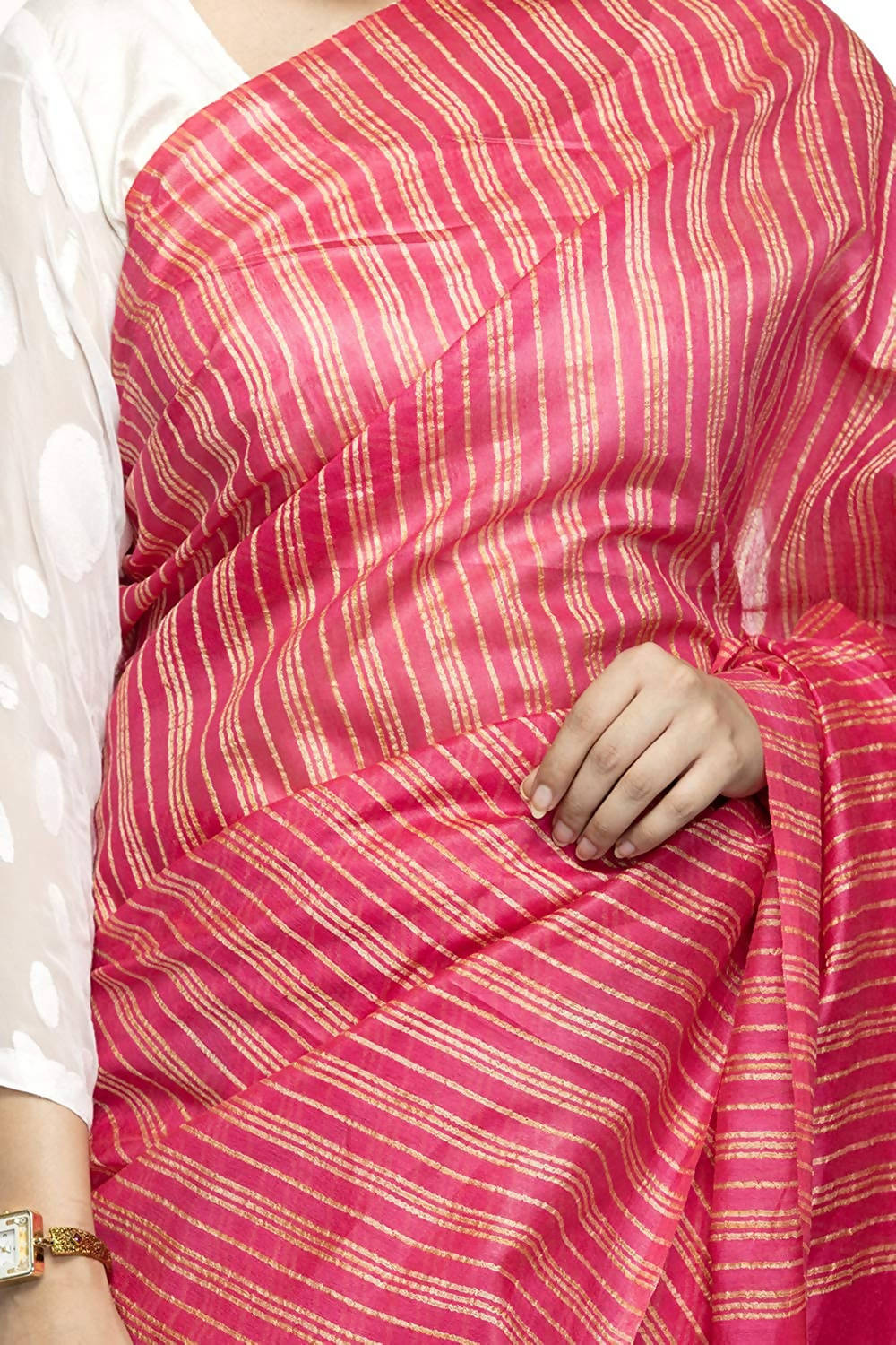 Magenta Colour Bhagalpuri Saree with Matching Blouse Piece
