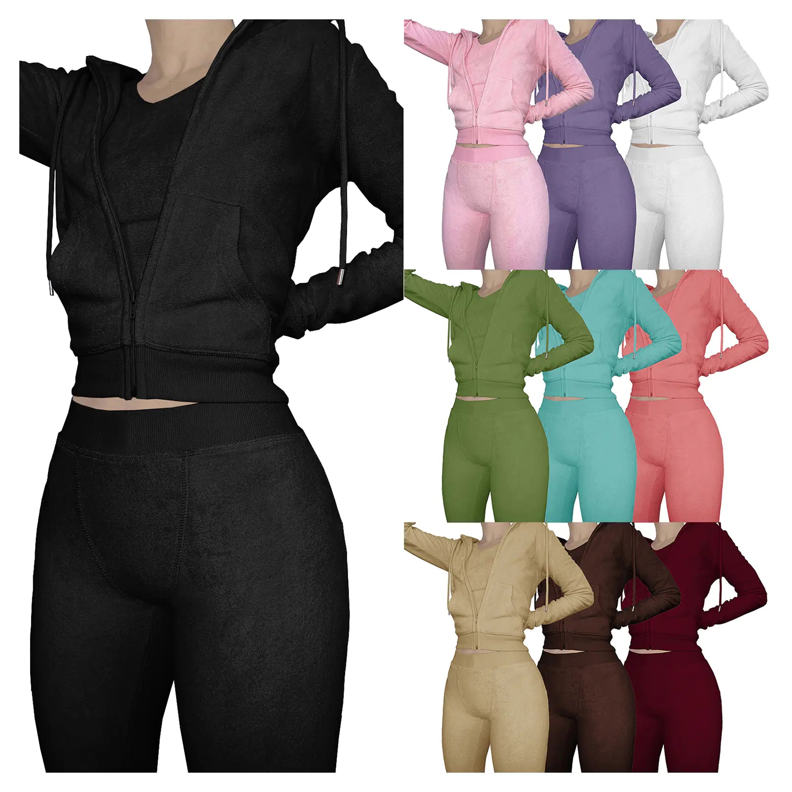 HR8235 Women's Autumn Winter Hooded Vest Set